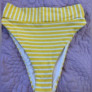 Ribbed Yellow High Waist Bikini Bottoms